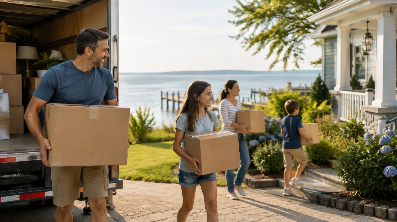 Professional movers at a home in Chesapeake Beach, MD