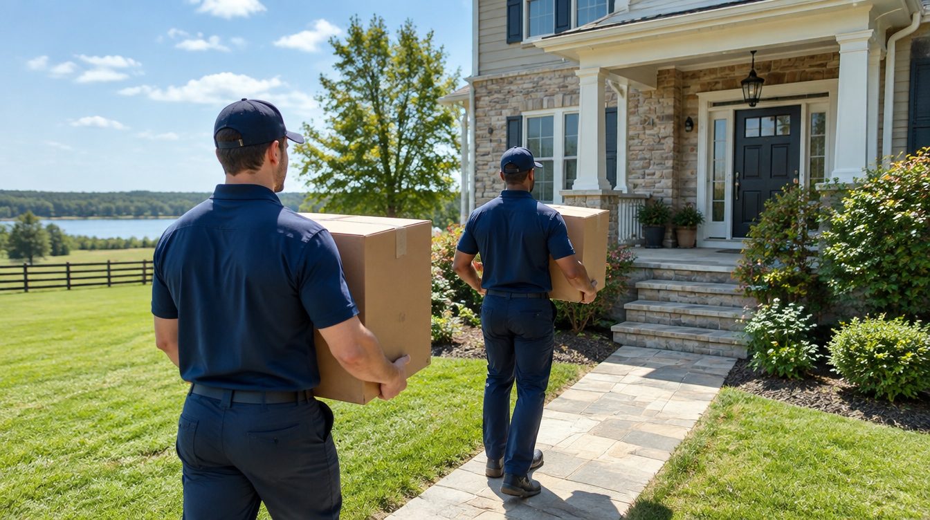 Professional movers at a home in La Plata, MD