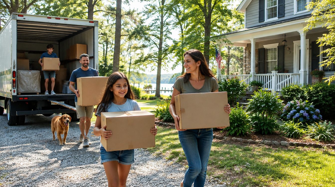 Professional movers at a home in Southern Maryland